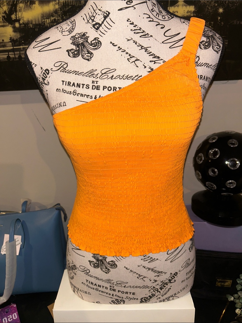 Oliviaceous nwot small One-Shoulder Orange Smocked Women's Top